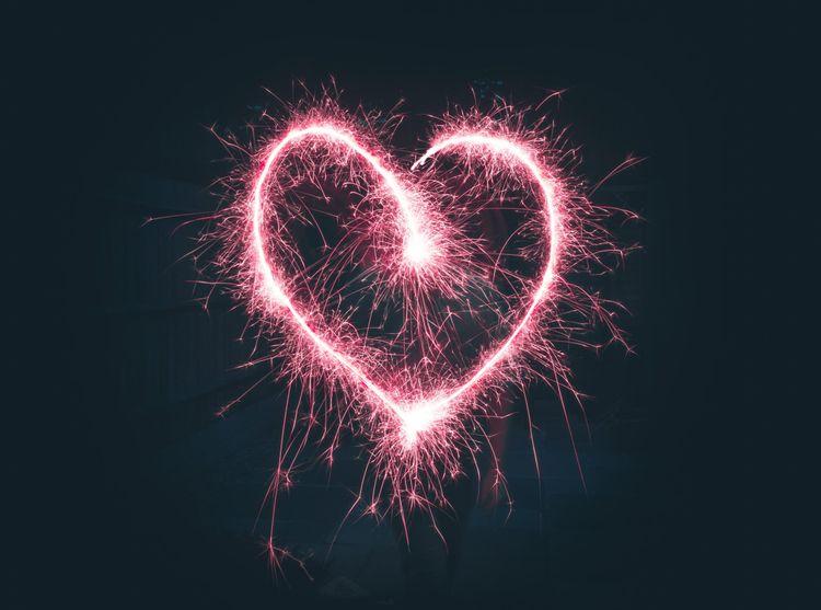 Love heart made from sparklers