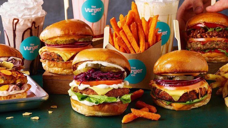 vegan burgers, sweet potato fries and vurger co milkshakes