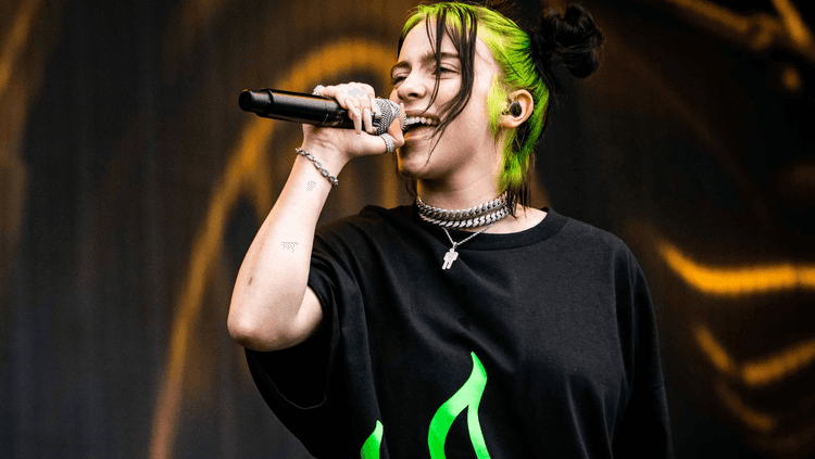 Billie Eilish singing on stage at Pukkelpop 2019